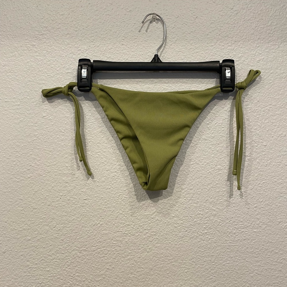 Olive Green Side Tie Cheeky Bikini Bottoms